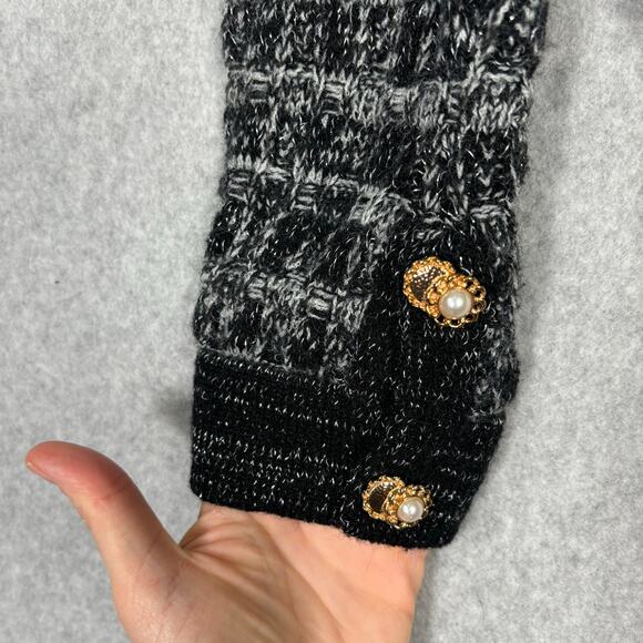 Cardigan Sweater Womens Small Pearl Gold Buttons Retro Glam Royal Twee Career - Picture 11 of 14